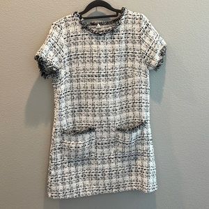 Black and White Tweed Dress with real pockets - Size Small